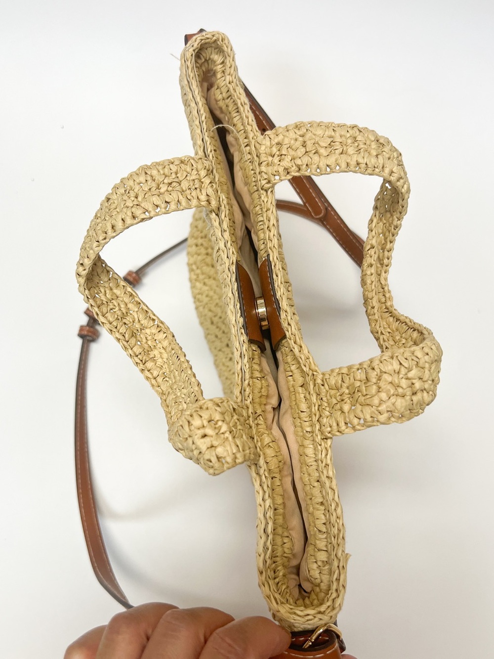 H&M Beige Woven Milano Crossbody Bag with Brown Strap - Picture 7 of 9